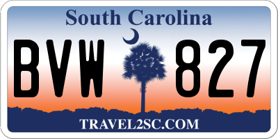 SC license plate BVW827