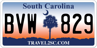 SC license plate BVW829