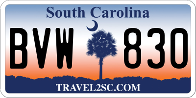 SC license plate BVW830