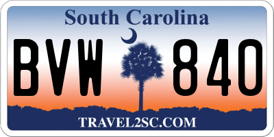 SC license plate BVW840