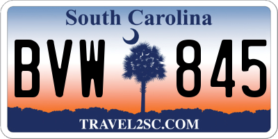 SC license plate BVW845