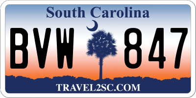 SC license plate BVW847