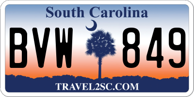 SC license plate BVW849