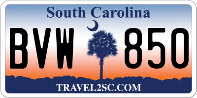 SC license plate BVW850