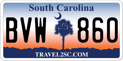 SC license plate BVW860