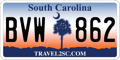 SC license plate BVW862