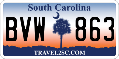 SC license plate BVW863