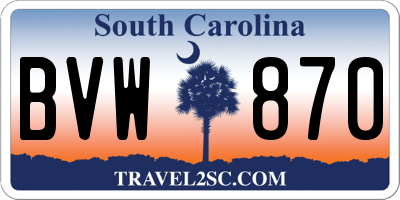 SC license plate BVW870
