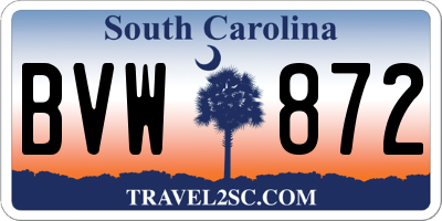 SC license plate BVW872