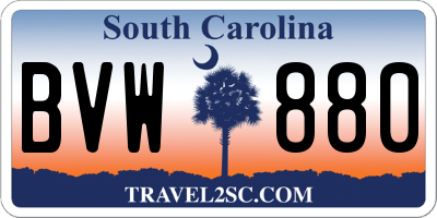 SC license plate BVW880