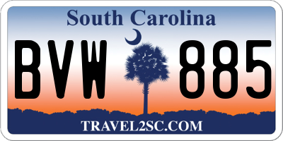 SC license plate BVW885