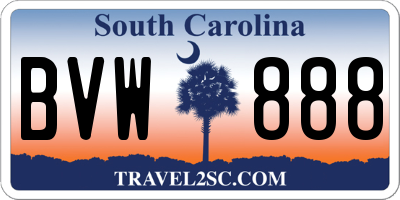 SC license plate BVW888