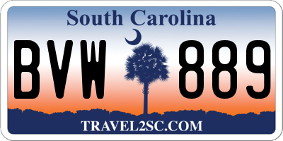 SC license plate BVW889