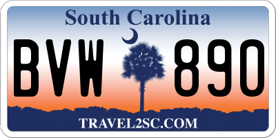 SC license plate BVW890