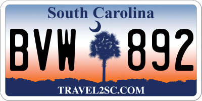 SC license plate BVW892