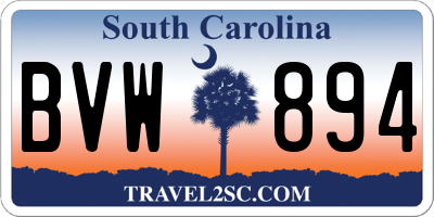 SC license plate BVW894