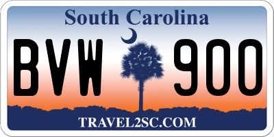 SC license plate BVW900