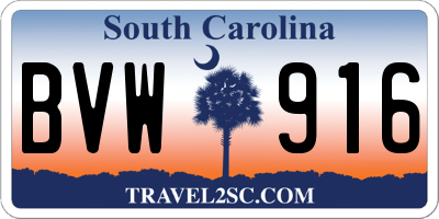 SC license plate BVW916