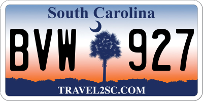 SC license plate BVW927