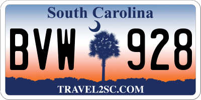 SC license plate BVW928