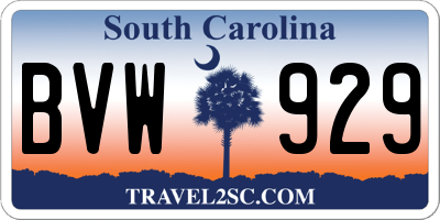SC license plate BVW929