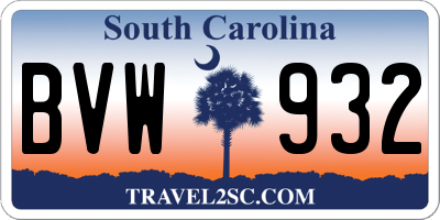 SC license plate BVW932