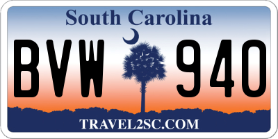 SC license plate BVW940