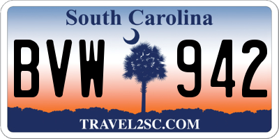 SC license plate BVW942