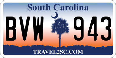 SC license plate BVW943