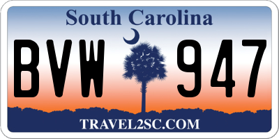 SC license plate BVW947
