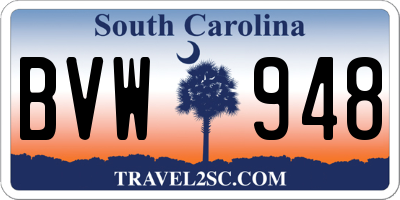 SC license plate BVW948