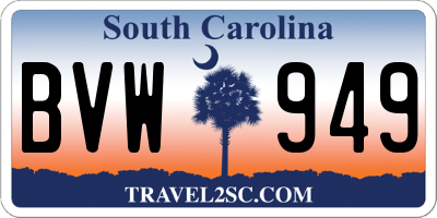 SC license plate BVW949