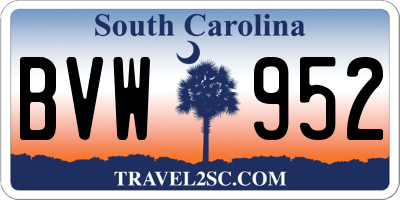 SC license plate BVW952