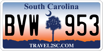 SC license plate BVW953