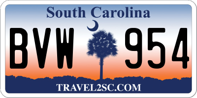 SC license plate BVW954
