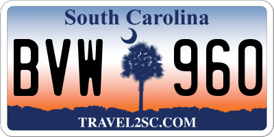 SC license plate BVW960