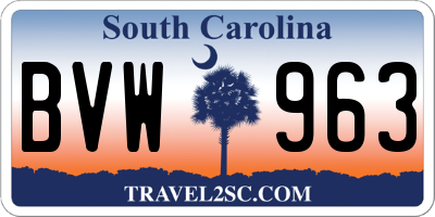 SC license plate BVW963