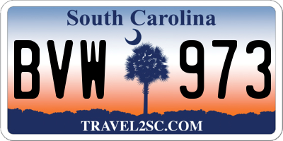 SC license plate BVW973