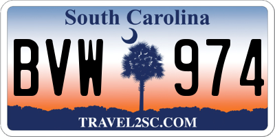 SC license plate BVW974