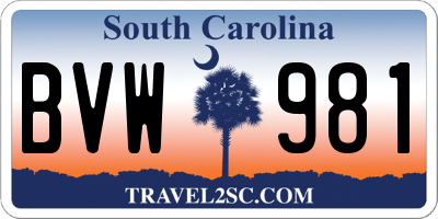 SC license plate BVW981