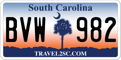 SC license plate BVW982