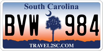 SC license plate BVW984