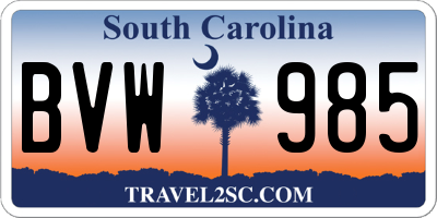 SC license plate BVW985