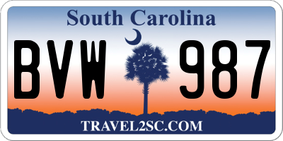 SC license plate BVW987