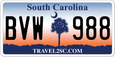 SC license plate BVW988