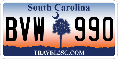 SC license plate BVW990