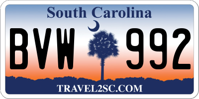 SC license plate BVW992