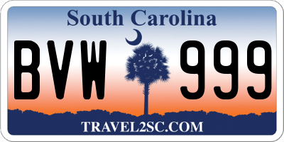 SC license plate BVW999