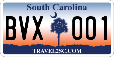 SC license plate BVX001