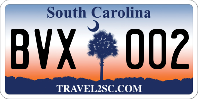 SC license plate BVX002
